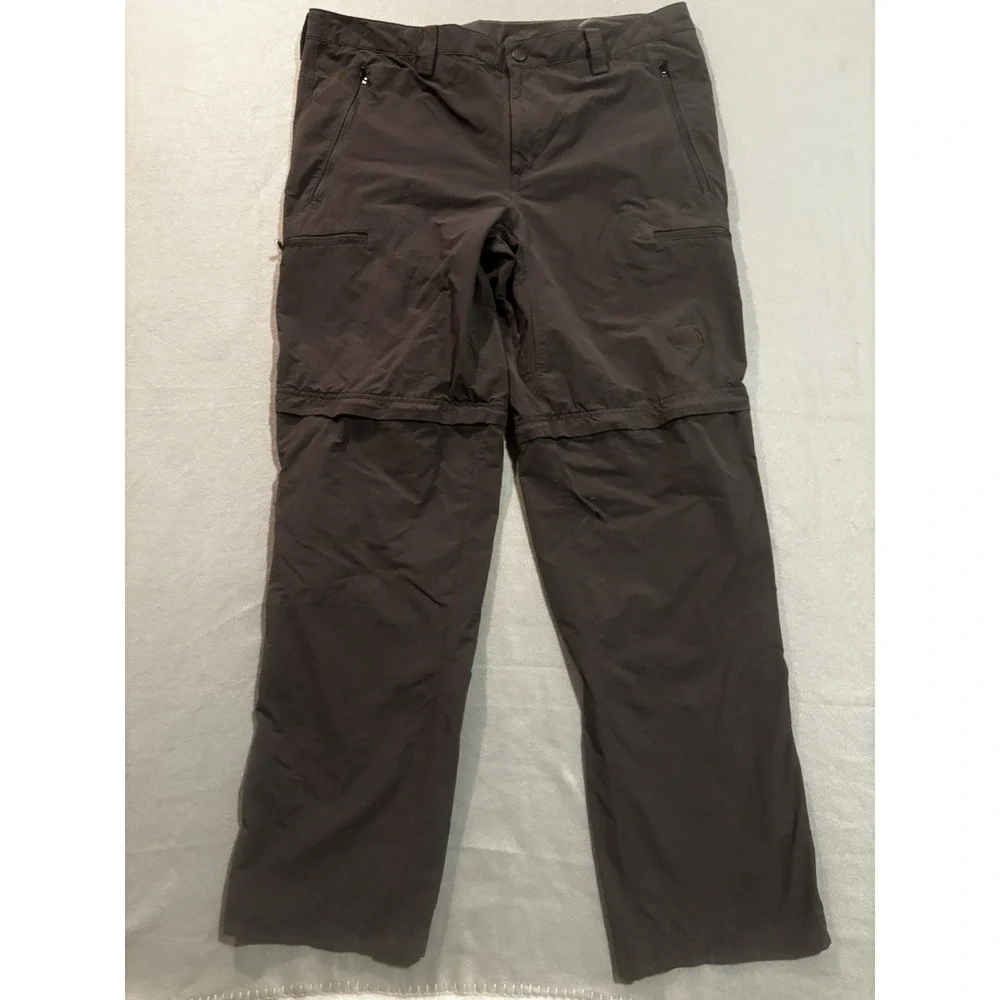 The North Face Men's Pants 38 Convertible Hiking Gray Pants Shorts  Zip Off Legs